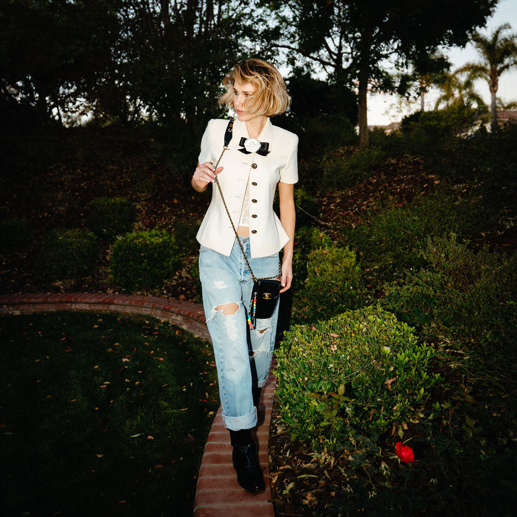 St. John Knit Jacket with Flower Pin