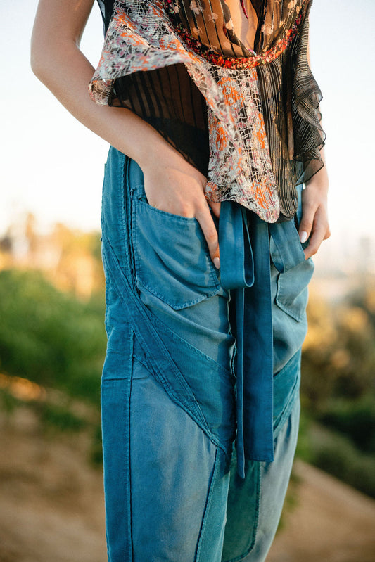 Balenciaga Le Dix Spring/Summer 2002 Teal Cargo Pants (FR 38)