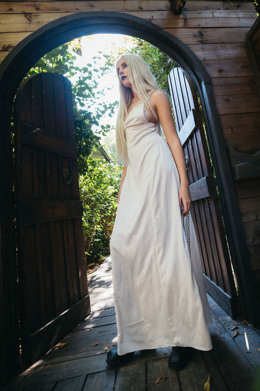 Love, Courtney by Nasty Gal “Roseland Ballroom” Soft Cream lace Slip Dress