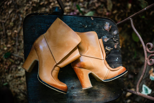 Maison Margiela Fold-Over Leather Ankle Boots — Tan (Archival 2010s, Size 37.5)