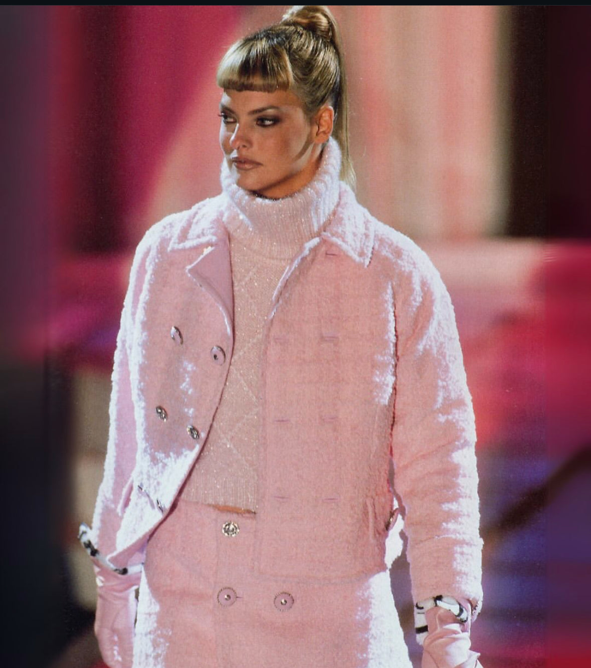 Gianni Versace F/W 1994 cropped cable knit turtleneck sweater