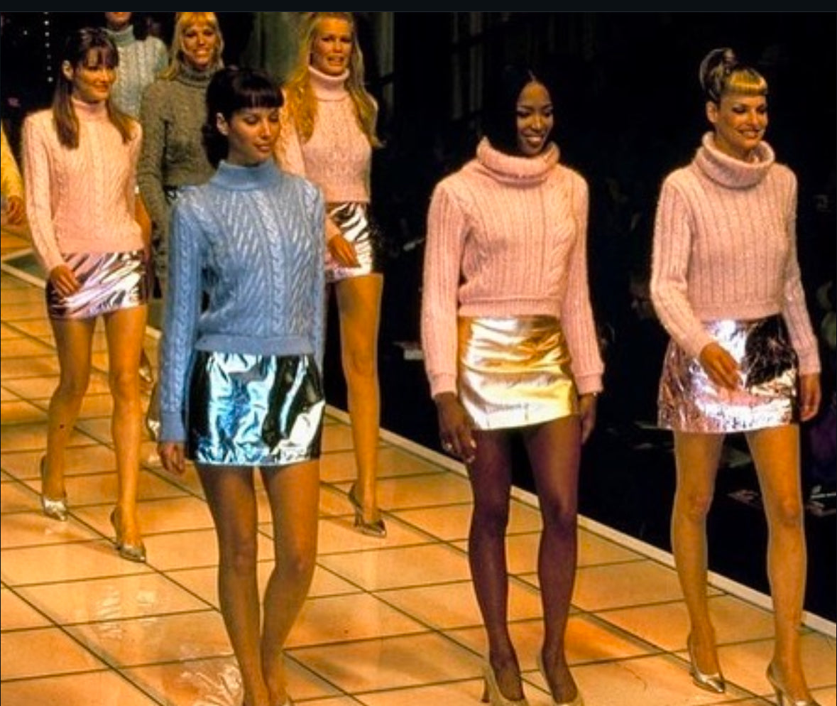 Gianni Versace F/W 1994 cropped cable knit turtleneck sweater-1994