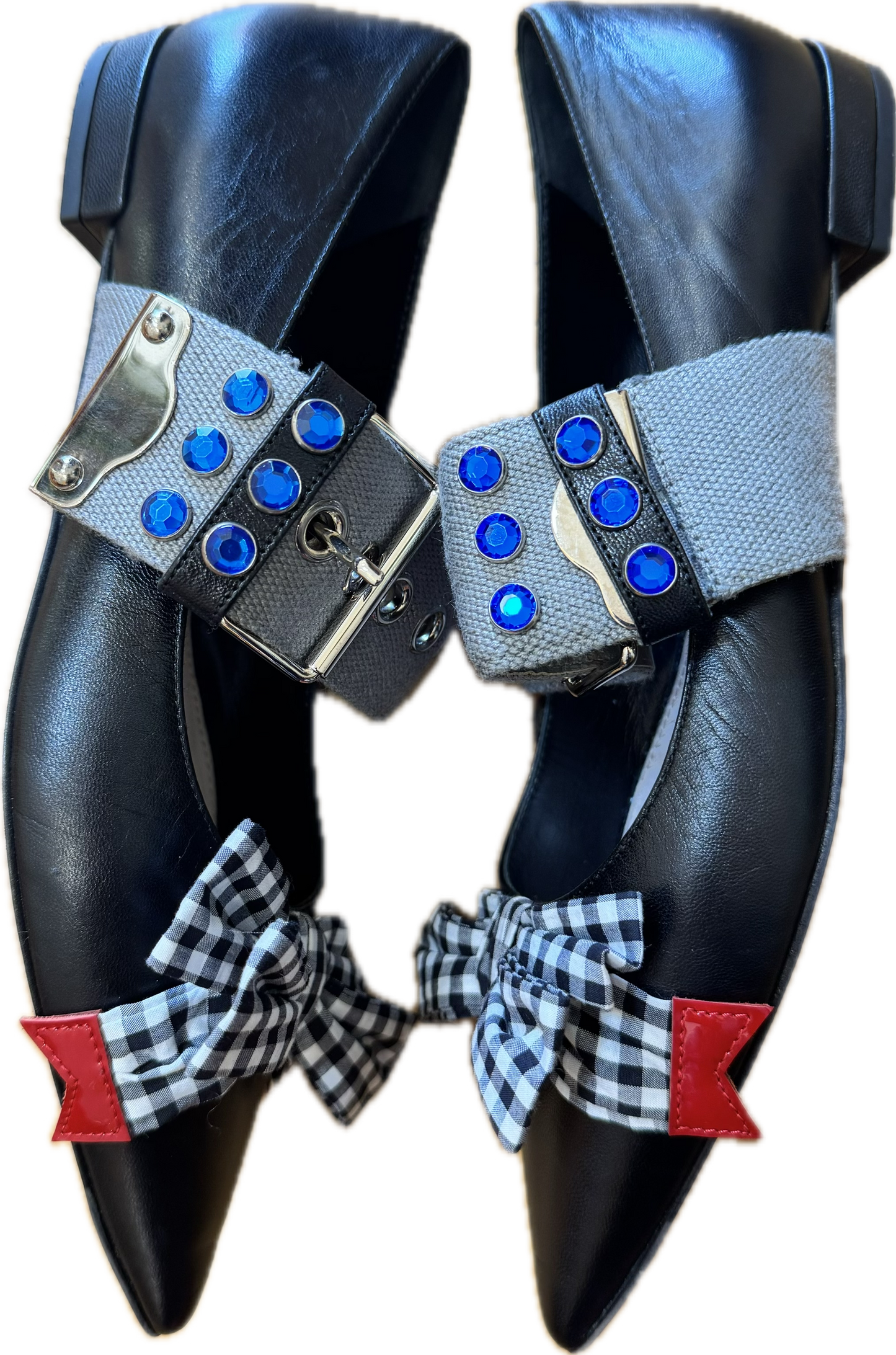 Miu Miu FW16 Studded Gingham Bow Flats-Size 37