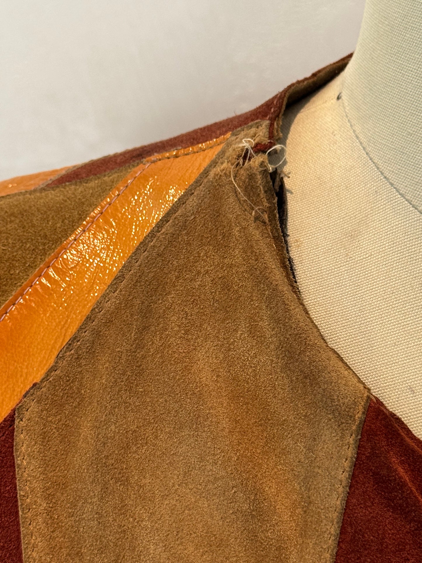 Vintage Dolce & Gabbana Patchwork Patent Leather & Suede Coat — FW1999–2001