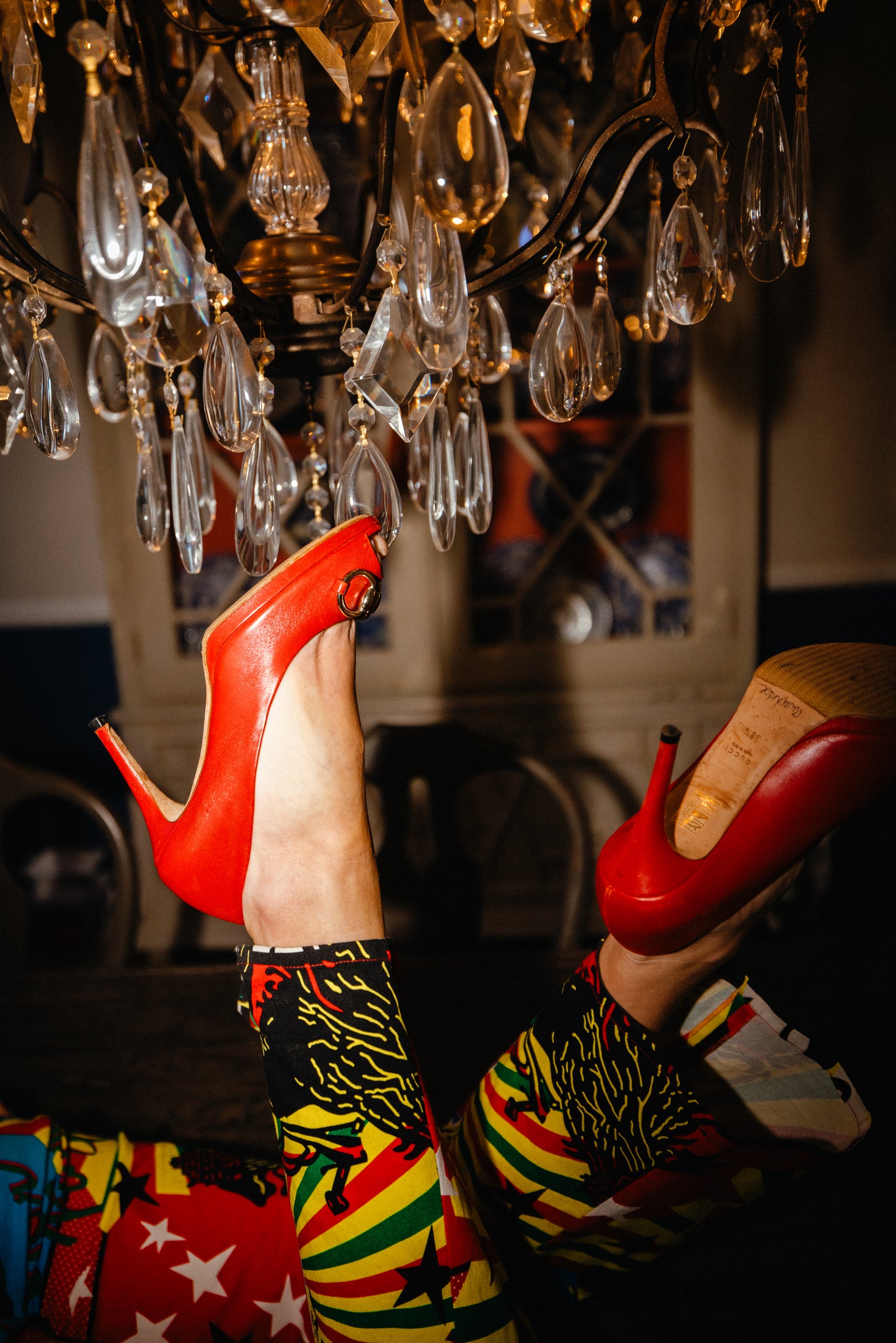 Gucci horse bit heels in red leather