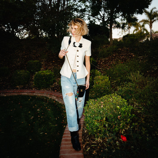 St. John Knit Jacket with Flower Pin