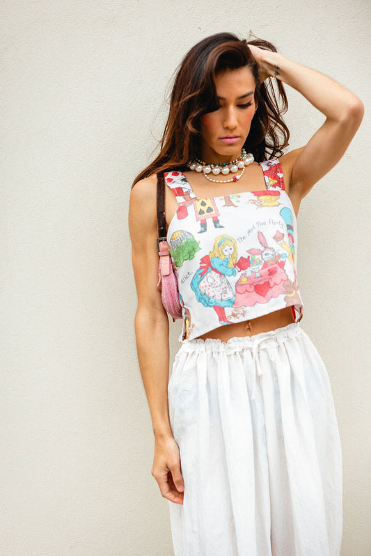 Mad Tea Party Vintage Cropped Tank