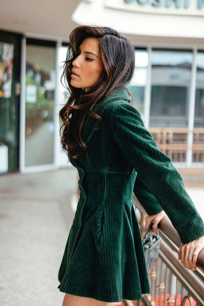 Alaïa Hunter Green Velvet Coatdress circa 1985