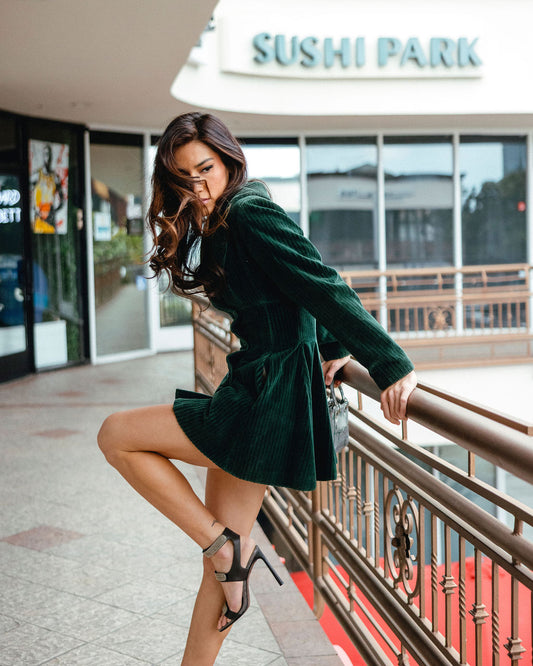 Alaïa Hunter Green Velvet Coatdress circa 1985