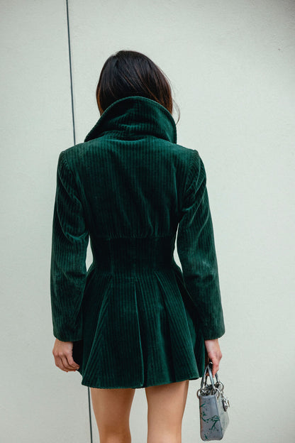Alaïa Hunter Green Velvet Coatdress circa 1985