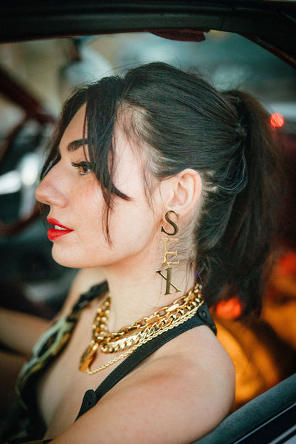 Vivienne Westwood ‘SEX’ Earrings — Gold-Plated (FOR RENTAL ONLY,,NOT FOR SALE)