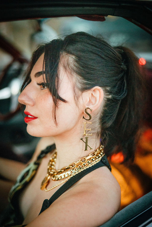 Vivienne Westwood ‘SEX’ Earrings — Gold-Plated (FOR RENTAL ONLY,,NOT FOR SALE)