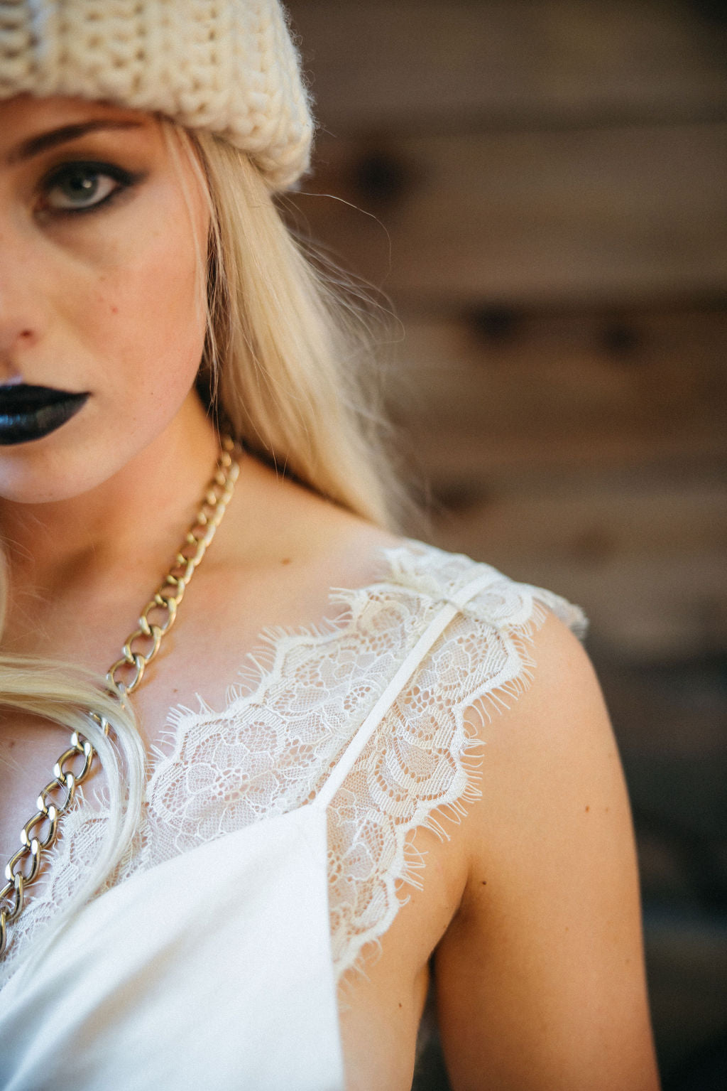 Love, Courtney by Nasty Gal “Roseland Ballroom” Soft Cream  lace Slip Dress