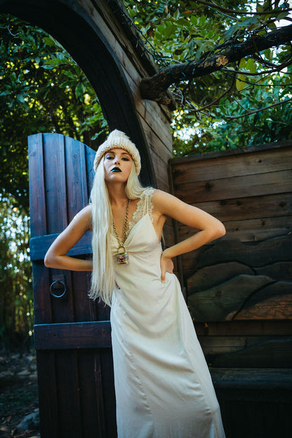 Love, Courtney by Nasty Gal “Roseland Ballroom” Soft Cream  lace Slip Dress