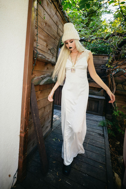 Love, Courtney by Nasty Gal “Roseland Ballroom” Soft Cream  lace Slip Dress