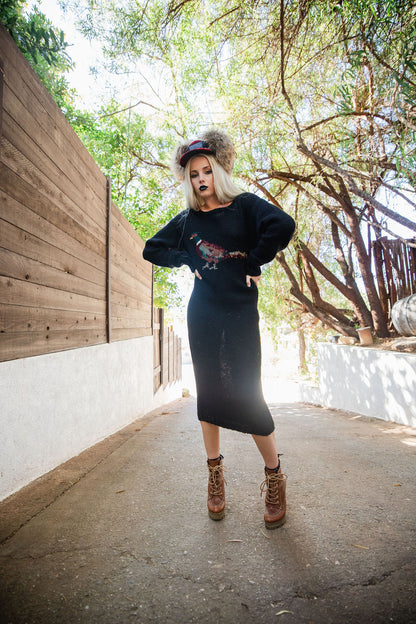 Vintage Ralph Lauren Pheasant Sweater Dress — 1980s Heritage Knit