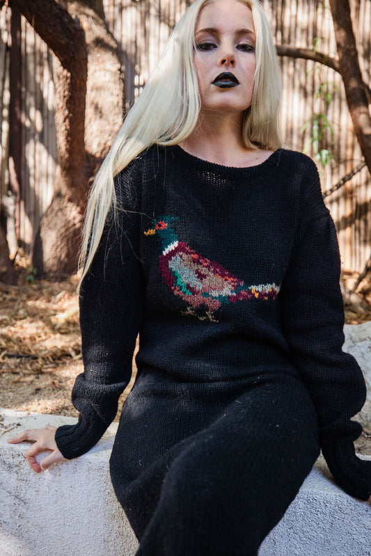 Vintage Ralph Lauren Pheasant Sweater Dress — 1980s Heritage Knit