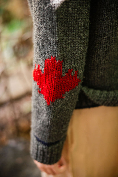 Dsquared² Chunky Zip-Up Fair Isle Sweater with Maple leaves