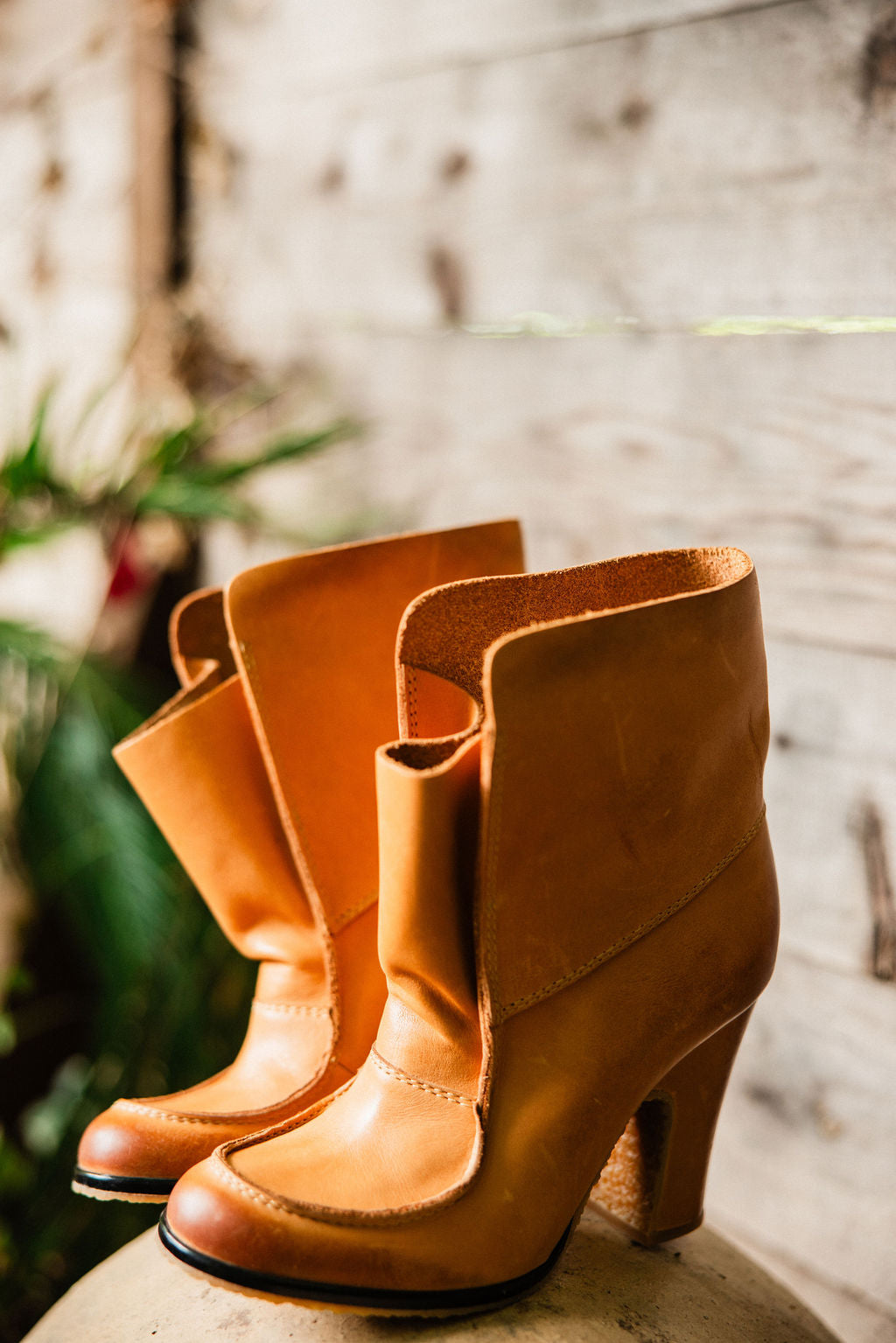 Maison Margiela Fold-Over Leather Ankle Boots — Tan (Archival 2010s, Size 37.5)