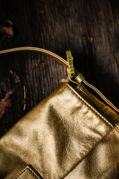 Vintage Fendi Gold Lamé Baguette — Sex & The City Era Collectible/ 2000's