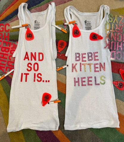 BEBE Kitten Heels Ribbed Hanes Tank