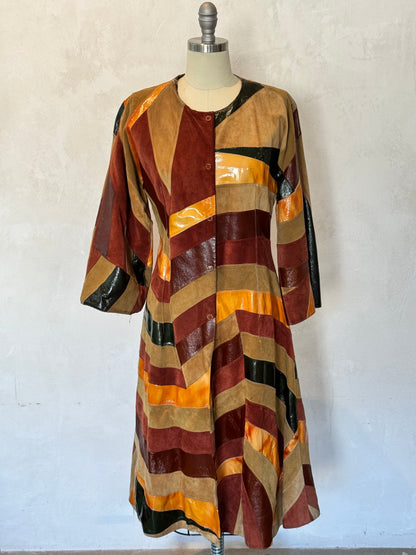 Vintage Dolce & Gabbana Patchwork Patent Leather & Suede Coat — FW1999–2001