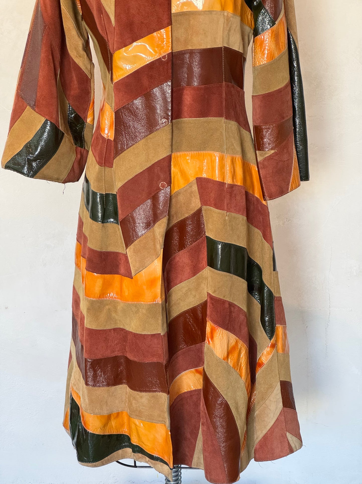 Vintage Dolce & Gabbana Patchwork Patent Leather & Suede Coat — FW1999–2001