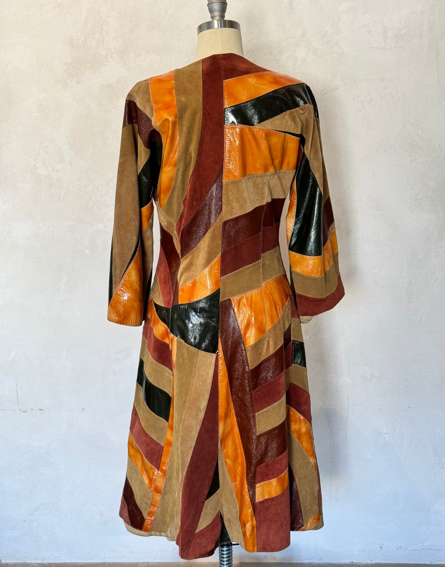 Vintage Dolce & Gabbana Patchwork Patent Leather & Suede Coat — FW1999–2001