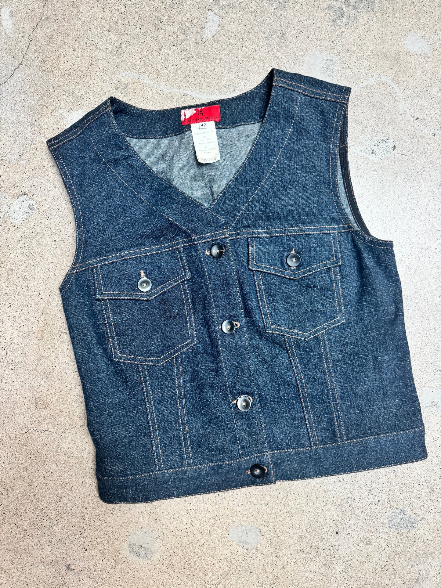 Christian Lacroix Jeweled Cross Denim Vest — Late 1980s Era (Not for sale — rental only)