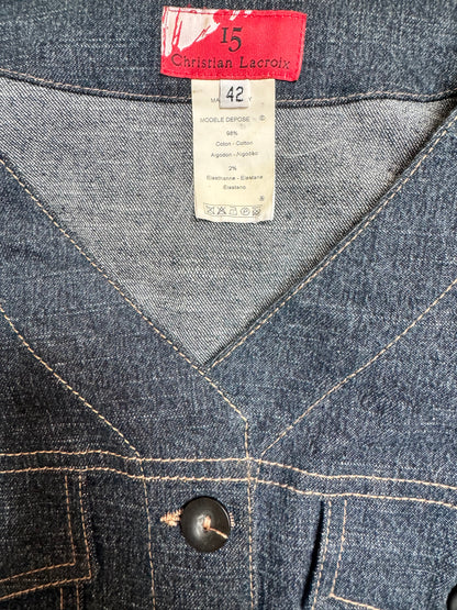 Christian Lacroix Jeweled Cross Denim Vest — Late 1980s Era (Not for sale — rental only)