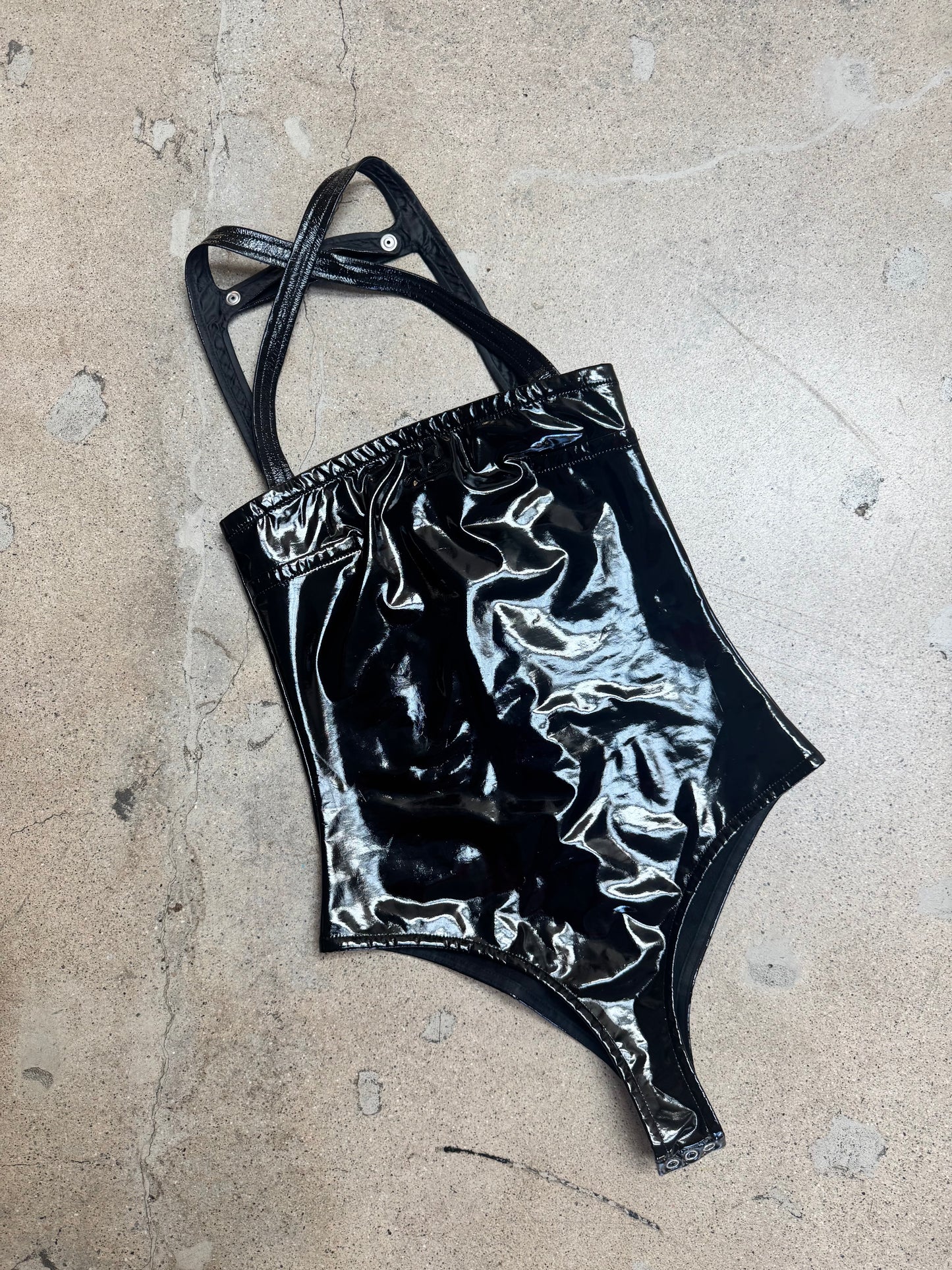 Courrèges by Nicolas Di Felice Black Vinyl Bodysuit — Spring/Summer 2022