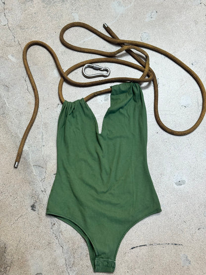 Dsquared² Olive Halter Bodysuit with Rope Harness — Fall/Winter 2004 Runway (Not for sale — rental only)