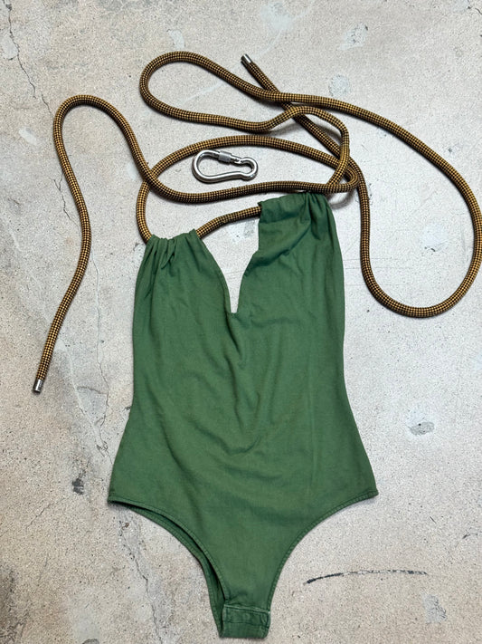 Dsquared² Olive Halter Bodysuit with Rope Harness — Fall/Winter 2004 Runway (Not for sale — rental only)