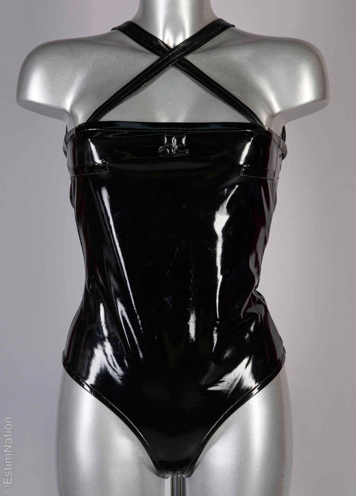 Courrèges by Nicolas Di Felice Black Vinyl Bodysuit — Spring/Summer 2022
