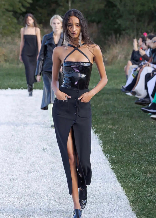 Courrèges by Nicolas Di Felice Black Vinyl Bodysuit — Spring/Summer 2022