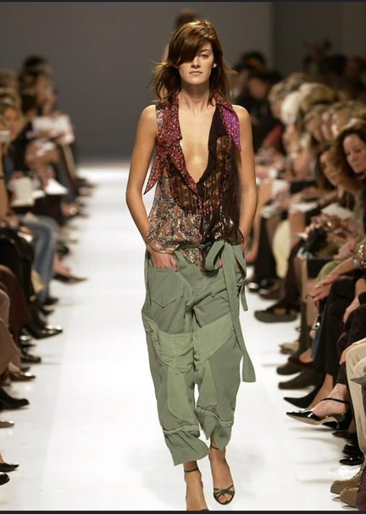 Balenciaga Le Dix Spring/Summer 2002 Teal Cargo Pants (FR 38)