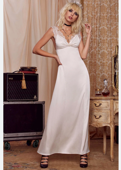 Love, Courtney by Nasty Gal “Roseland Ballroom” Soft Cream  lace Slip Dress